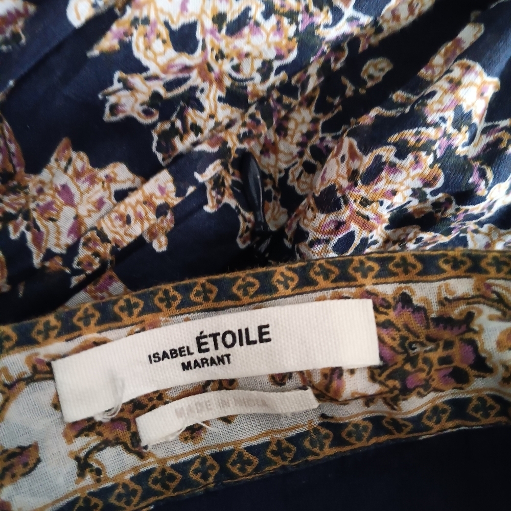 Isabel Marant Étoile Valerie Blue Midnight Floral Cotton Mini Boho Skirt 8/40 - Picture 6 of 7